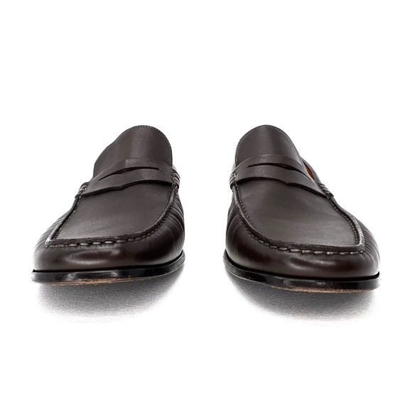 Santoni Brown Leather Penny Loafers Men’s Size 11.5 Shoes Moccasin Slip On EUC main image 12